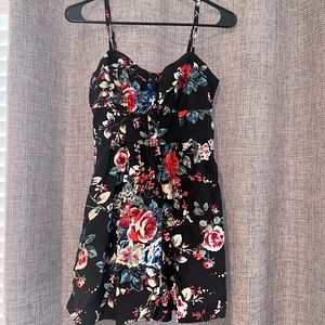 Express black floral mini dress
